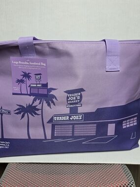 Trader Joe's Large Purple Insulated 8 Gal. Tote Brand New